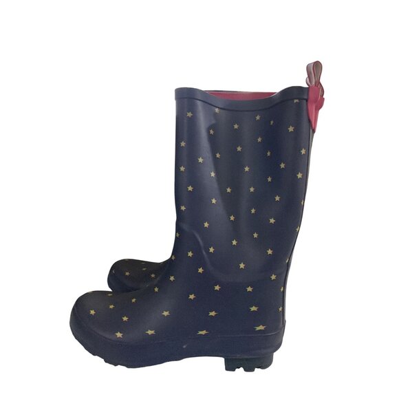 Cat & Jack big Kids size 3 Navy Star Print knee high rubber Rain Boots shoes - Picture 2 of 7